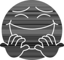 illustratie van lachend gezicht emoji icoon in zwart en wit kleur. vector