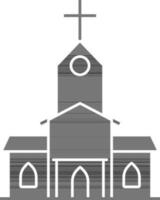 zwart en wit kerk gebouw icoon in vlak stijl. vector