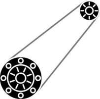 tandwiel wiel met keten icoon in zwart en wit kleur. vector
