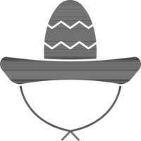 zwart en wit sombrero hoed icoon in vlak stijl. vector