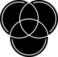 kruising van drie cirkel icoon in zwart en wit kleur. vector