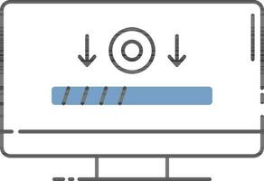 blauw en wit kleur downloaden gegevens in bureaublad icoon. vector