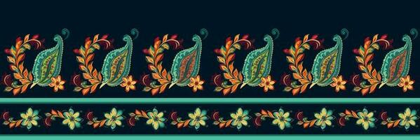 paisley etnisch naadloos patroon ontwerp. bloemen patroon met paisley en Indisch bloem motieven. damast stijl patroon voor textil en decoratie vector