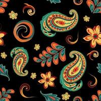 paisley etnisch naadloos patroon ontwerp. bloemen patroon met paisley en Indisch bloem motieven. damast stijl patroon voor textil en decoratie vector