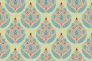 paisley etnisch naadloos patroon ontwerp. bloemen patroon met paisley en Indisch bloem motieven. damast stijl patroon voor textil en decoratie vector