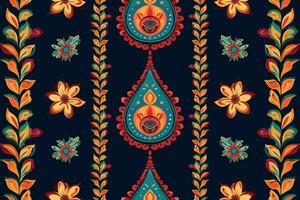 paisley etnisch naadloos patroon ontwerp. bloemen patroon met paisley en Indisch bloem motieven. damast stijl patroon voor textil en decoratie vector