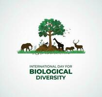 Internationale dag voor biologisch diversiteit. sjabloon voor achtergrond, banier, kaart, poster. vector illustratie.