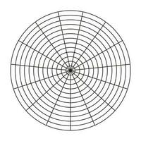 polair rooster van 15 segmenten en 12 concentrisch cirkels. wiel van leven sjabloon. cirkel diagram van levensstijl evenwicht. blanco polair diagram papier. coaching hulpmiddel. vector illustratie.