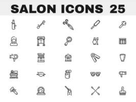 25 salon of salon icoon reeks in zwart schets. vector