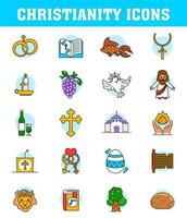 vlak stijl kleurrijk Christendom pictogrammen. vector