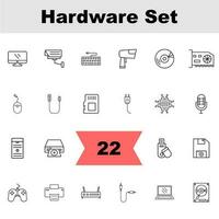 zwart lijn kunst illustratie van hardware icoon set. vector