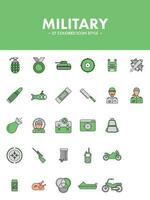 groen en wit kleur reeks van leger icoon in vlak stijl. vector