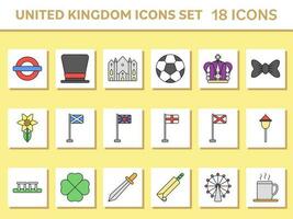vlak Verenigde koninkrijk icoon reeks Aan geel en wit plein achtergrond. vector
