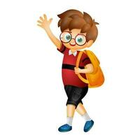 tekenfilm karakter van jongen met school- tas. vector