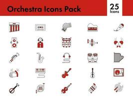 rood en wit reeks van orkest icoon in vlak stijl. vector
