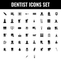 tandarts icoon reeks in zwart en wit kleur. vector