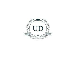 eerste ud minimaal luxe logo, minimalistische Koninklijk kroon ud du logo icoon vector kunst