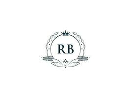 Koninklijk kroon rb logo icoon, vrouwelijk luxe rb br logo brief vector