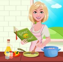 vrouw thuis koken vector