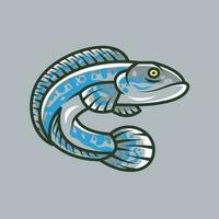 channa vis blauw kleur. snakehead vector tekenfilm kunst illustratie