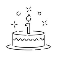 partij, verjaardag, vakantie - schets vector lijn icoon. taart en kaars.