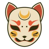 Japans kat hoofd masker icoon vector