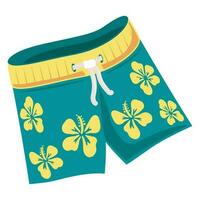 zomer mode geel en blauw bloemen shorts over- wit vector
