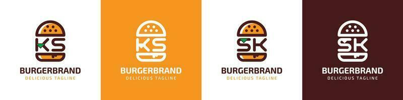 brief ks en sk hamburger logo, geschikt voor ieder bedrijf verwant naar hamburger met ks of sk initialen. vector