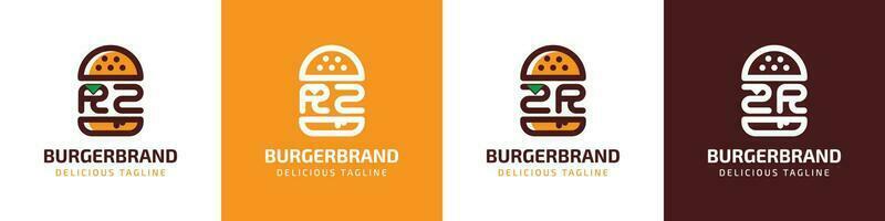 brief rz en zr hamburger logo, geschikt voor ieder bedrijf verwant naar hamburger met rz of zr initialen. vector