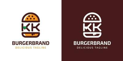 brief kk hamburger logo, geschikt voor ieder bedrijf verwant naar hamburger met k of kk initialen. vector