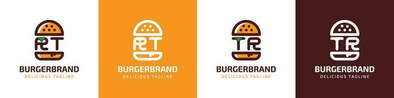 brief rt en tr hamburger logo, geschikt voor ieder bedrijf verwant naar hamburger met rt of tr initialen. vector