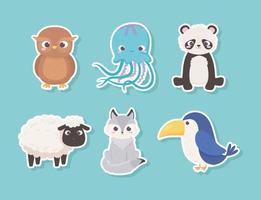 schattige dieren sticker vector