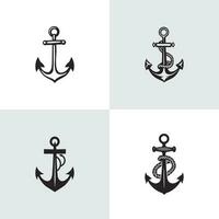 schip anker logo pictogrammen reeks silhouet vector