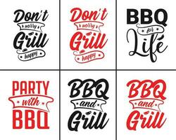 bbq grillen vector typografie t-shirt bundel ontwerp. bbq t-shirt ontwerp