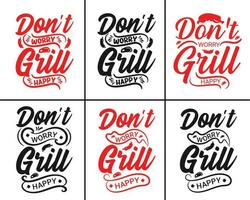 bbq grillen vector typografie t-shirt bundel ontwerp. bbq t-shirt ontwerp