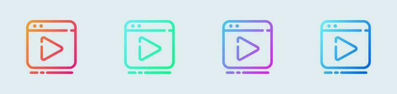 media speler lijn icoon in helling kleuren. video tekens vector illustratie.
