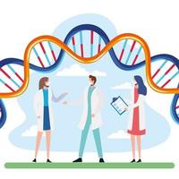 artsen en dna-molecuul vector