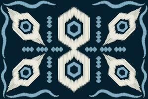 etnisch ikat kleding stof patroon meetkundig stijl.afrikaans ikat borduurwerk etnisch oosters patroon marine blauw achtergrond. abstract, vector, illustratie.voor textuur, kleding, sjaal, decoratie, tapijt, zijde. vector