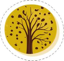 herfst vallen boom tegen geel cirkel sticker of label. vector