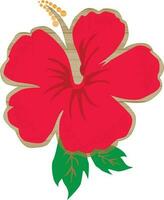 mooi hibiscus bloem met bladeren. vector