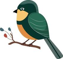 groen kanarie vogel zittend Aan bloemen Afdeling icoon in vlak stijl. vector