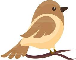 karakter van schattig vogel zittend Aan Afdeling icoon in bruin kleur. vector