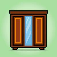 8 beetje pixel hout kleren in vector illustraties voor spel middelen. garderobe pixel kunst.