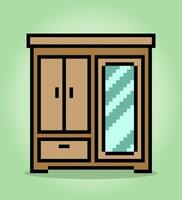 8 beetje pixel hout kleren in vector illustraties voor spel middelen. garderobe pixel kunst.