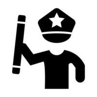politieagent Holding stok glyph icoon ontwerp vector
