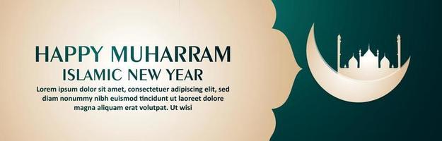 gelukkige muharram islamitische nieuwe jaarvieringsbanner of koptekst vector