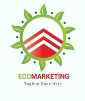 eco afzet logo met groen blad symbolen afzet groei Gaan groen vector logo illustratie