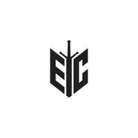 brieven ec zwaard logo ontwerp vector