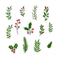 Kerstmis boom bladeren winter groen blad ontwerpen vlak vector