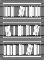 zwart en wit van verzameling van boeken in plank. vector
